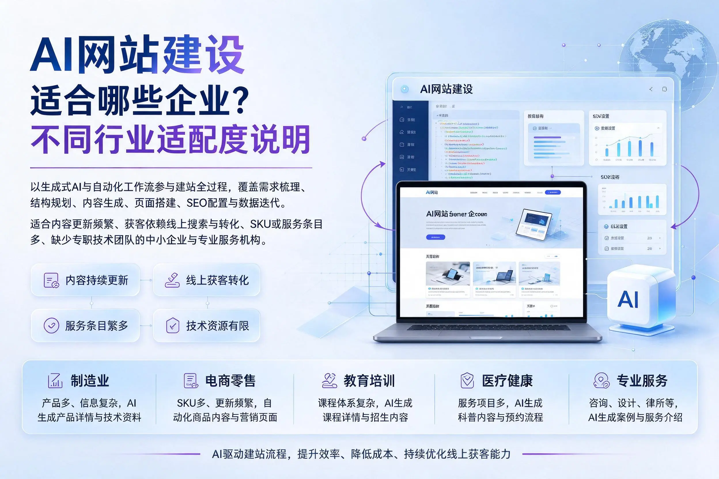 AI网站建设适合哪些企业？衡水不同行业适配度说明